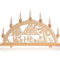 Arc De Lumière "Cabane Dans La Forêt" 7 Flammes En Bois 58 Cm-DecoWoerner Best