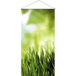 Bannière En Tissu De Fibres Naturelles Résistant à La Lumière "herbe De Printemps" En Coton 100 X 200 Cm-DecoWoerner Online