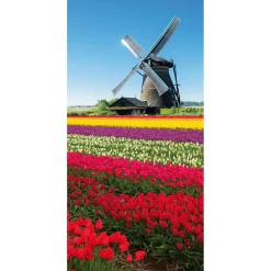 Bannière En Tissu Difficilement Inflammable "Moulin à Vent Dans Un Champ De Tulipes" En Tissu Pour Drapeau 100 X 200 Cm-DecoWoerner Hot