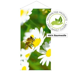 Bannière En Tissu En Fibres Naturelles Résistant à La Lumière "Abeille" En Coton 100 X 200 Cm-DecoWoerner New