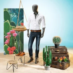 Bannière En Tissu Ignífuga "cactus En Fleurs" En Tissu Pour Drapeau 75 X 180 Cm-DecoWoerner Discount