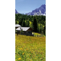 Bannière En Tissu Ignifugé "Alpage Avec Cabane" En Tissu Drapeau 100 X 200 Cm-DecoWoerner Online