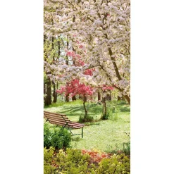 Bannière En Tissu Ignifugé "Arbres En Fleurs Dans Le Parc" En Tissu Pour Drapeau 100 X 200 Cm-DecoWoerner Best