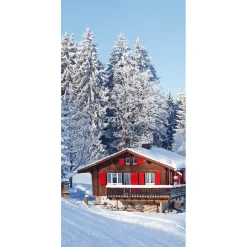Bannière En Tissu Ignifugé "chalet De Ski Avec Volets s" En Tissu Pour Drapeau 100 X 200 Cm-DecoWoerner Best