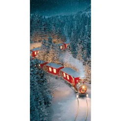 Bannière En Tissu Ignifugé "Train De Noël" En Tissu Pour Drapeau 100 X 200 Cm-DecoWoerner New