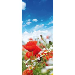 Bannière En Tissu Ignifugé "Prairie Avec Coquelicots Et Pâquerettes" En Tissu Pour Drapeau 75 X 180 Cm-DecoWoerner Sale