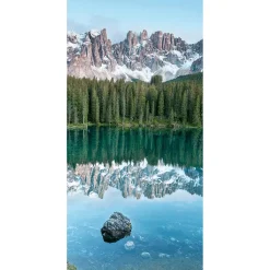 Bannière En Tissu Ignifugé "lac De Montagne Tranquille Avec Reflet" En Tissu Pour Drapeau 100 X 200 Cm-DecoWoerner Hot