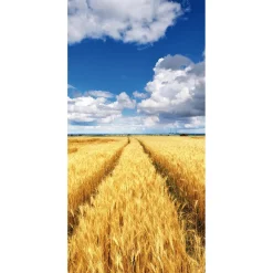 Bannière En Tissu Ignifugé "champ De Blé Doré Sous Un Ciel Bleu" En Tissu Pour Drapeau 100 X 200 Cm-DecoWoerner Discount