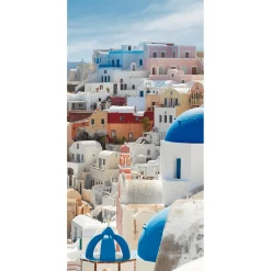 Bannière En Tissu Ignifugé "Maisons Sur Santorin, Grèce" En Tissu Pour Drapeau 100 X 200 Cm-DecoWoerner New