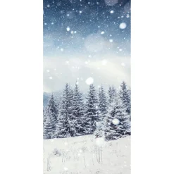 Bannière En Tissu Ignifugé "Forêt De Sapins Enneigée" En Tissu Pour Drapeau 100 X 200 Cm-DecoWoerner
