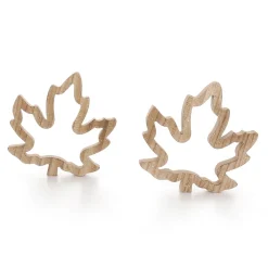 Bois Déco Feuilles D'érable Set 2 Pièces Marron 17 X 16,5 X 1,8 Cm-DecoWoerner Outlet