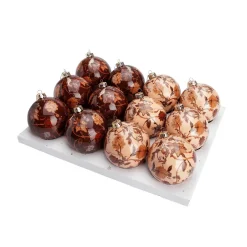 Boule De Noël En Mousse 12 Pcs. 8 Cm Ø Aspect émaillé Beige-DecoWoerner Discount