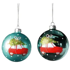 Boule De Noël Voiture De Noël, 8 Cm, 2 Pces-DecoWoerner Best