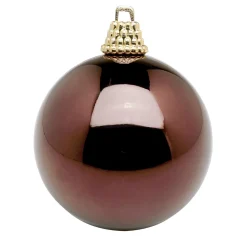 Boules De Noël Brillantes En Plastique Brun Nougat, 6 Cm Ø - 24 Pièces-DecoWoerner Sale