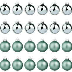 Boules De Noël En Verre Argenté 6 Cm Ø - 24 Pièces-DecoWoerner Outlet