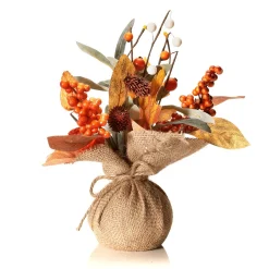 Bouquet D'automne Artificiel Dans Pot En Jupe 10 X 26 Cm /brun-DecoWoerner
