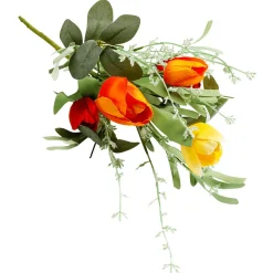 Bouquet De Fleurs Artificielles De Sauge Tulipe Orange Vert 30 X 12 X 43 Cm (l X L X H)-DecoWoerner New