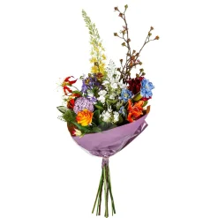 Bouquet Mixte De Fleurs Artificielles Orange Bleu Blanc 104 Cm-DecoWoerner Discount