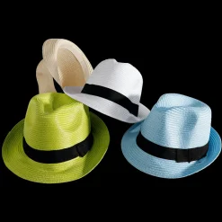 Chapeau De Paille Clair Avec Ruban Noir 30 X 25 X 15 Cm (L X L X H)-DecoWoerner Online