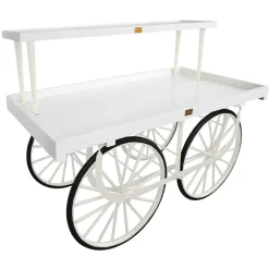 Chariot De Marché Complet Avec Base Blanc, Corps Blanc Et Plateau En Bois-DecoWoerner Best
