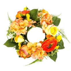 Couronne De Porte Artificielle Hortensia-rose-fleurs 30 Cm Ø-DecoWoerner