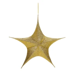 Déco étoile Pliante Glitter Gold Avec Fermeture éclair, 40 Cm-DecoWoerner Discount
