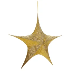 Déco étoile Pliante Glitter Gold Avec Fermeture éclair, 40 Cm-DecoWoerner Discount