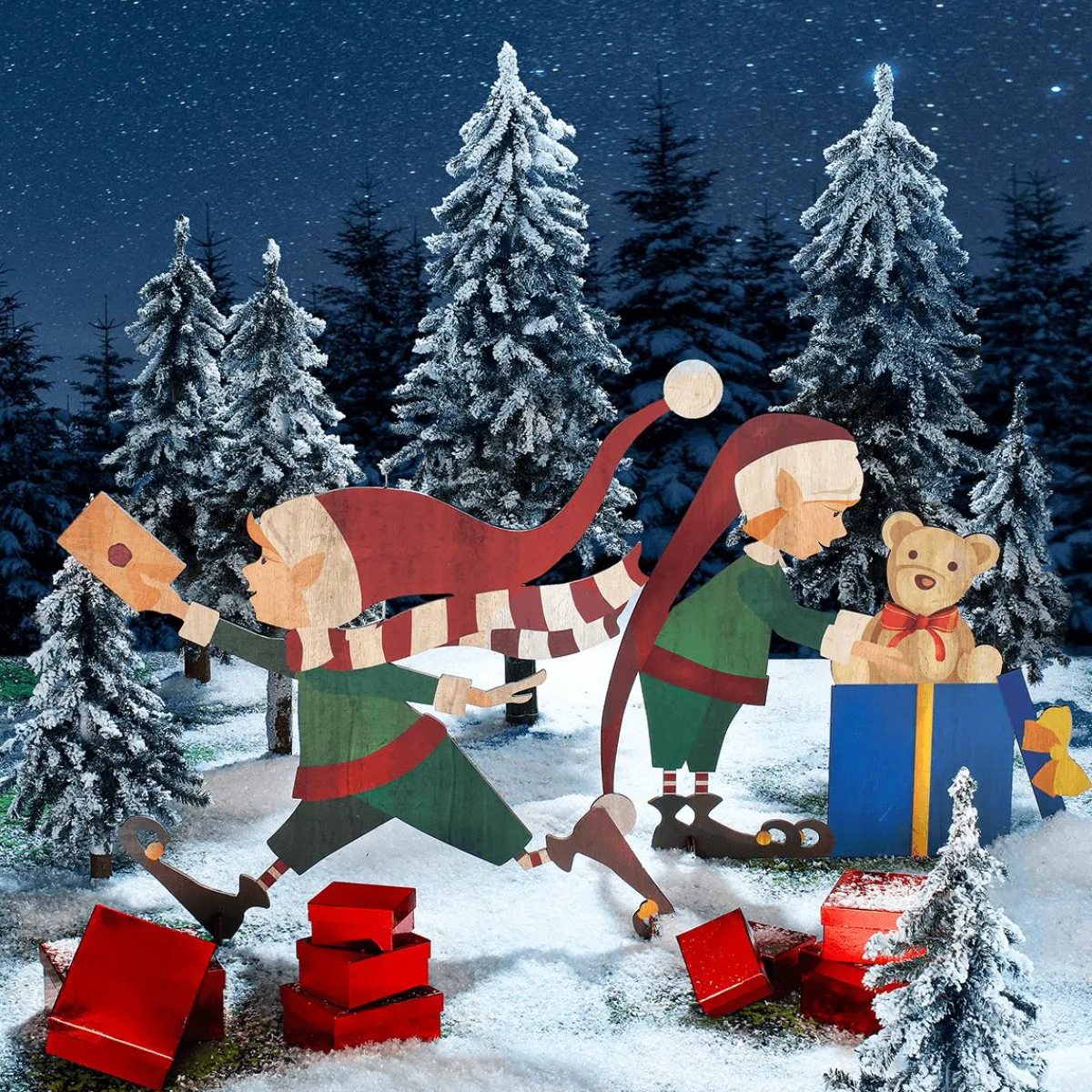 Décor En Bois Elfe De Noël 88 X 73 Cm-DecoWoerner Discount