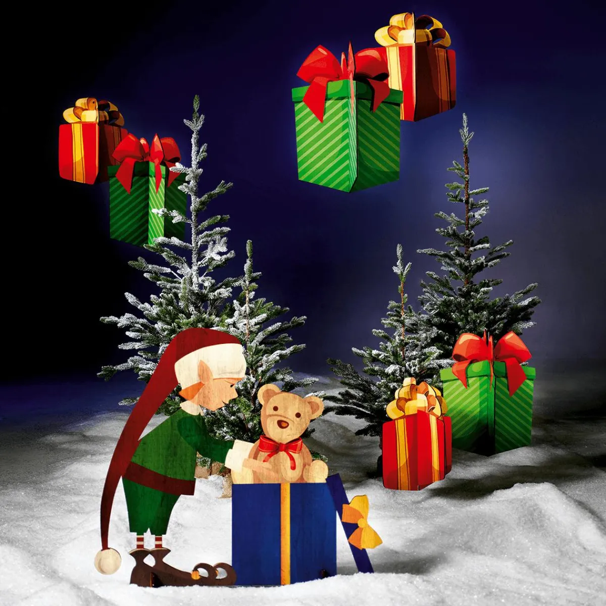 Décor En Bois Elfe De Noël 88 X 73 Cm-DecoWoerner Discount