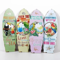 Décoration Murale Planche De Surf Rétro 4 Pièces, Pastel, 60 X 20 X 2 Cm-DecoWoerner Outlet