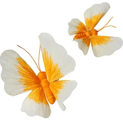 Deux Papillons Décoratifs Avec Clip, Jaunes, Ø 11-14 Cm-DecoWoerner Outlet