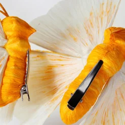 Deux Papillons Décoratifs Avec Clip, Jaunes, Ø 11-14 Cm-DecoWoerner Outlet
