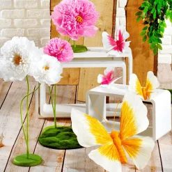 Deux Papillons Décoratifs Avec Clip, Jaunes, Ø 11-14 Cm-DecoWoerner Outlet