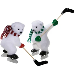 Figures Déco Ours Polaire Hockey, Haut. 30 Cm-DecoWoerner New