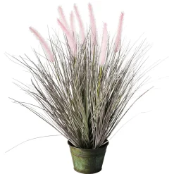 Fine Herbe à Plumes Décorative -argentée Dans Un élégant Pot En Zinc De 57 Cm-DecoWoerner New