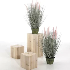 Fine Herbe à Plumes Décorative -argentée Dans Un élégant Pot En Zinc De 57 Cm-DecoWoerner New