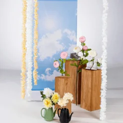 Guirlandes De Fleurs Déco Crèmes, Long. 260 Cm, 3 Pces-DecoWoerner