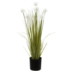Herbe Artificielle Avec Pissenlits En Pot Noir 70 Cm-DecoWoerner Online