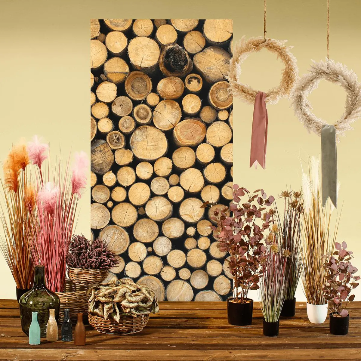 Herbe De La Pampa Décorative Teintée Dans Un Pot Noir 117 Cm-DecoWoerner