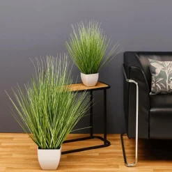 Herbe Zébrée Décorative En Pot Blanc 50 Cm-DecoWoerner New