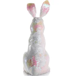 Lapin De Pâques Décoratif Avec Paillettes Réversibles Irisé 42 Cm-DecoWoerner Discount