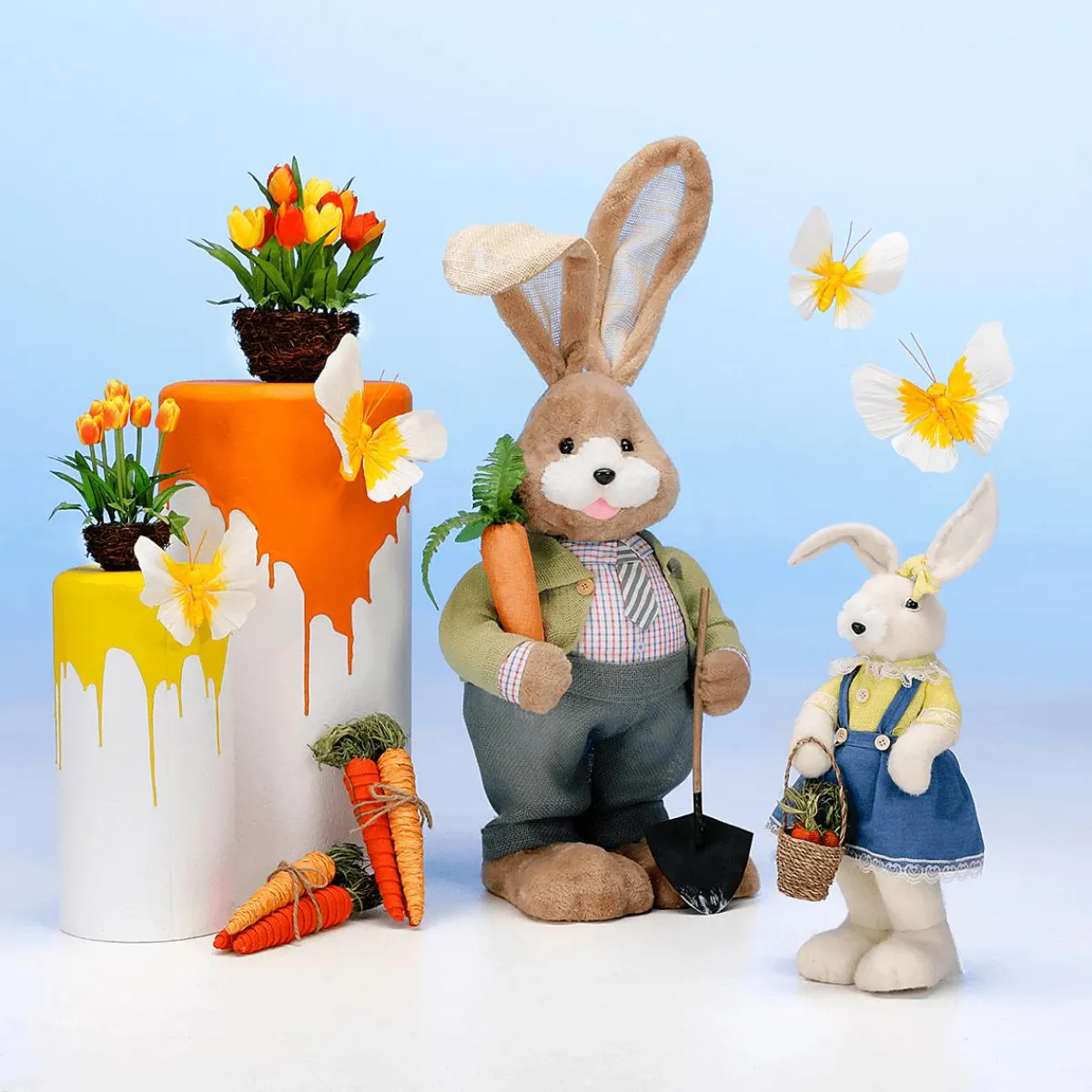 Lapin De Pâques Décoratif En Peluche, Hauteur 57 Cm, , Avec Panier-DecoWoerner Hot