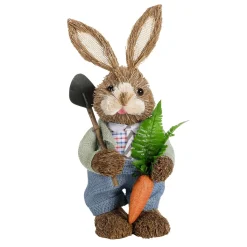 Lapin De Pâques En Sisal Habillé Avec Carotte Et Pelle 37 Cm-DecoWoerner Hot