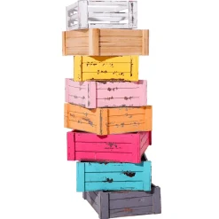 Lot De Caisses En Bois, Mauves-DecoWoerner Online