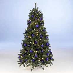 Pack économique Sapin De Noël 210 Cm, Boules En Verre Et Guirlande Lumineuse Incluses-DecoWoerner Online