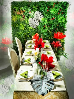 Panneau De Jardin Mural Artificiel Avec Mélange D'herbes Et De Fleurs, 1 X 1 M-DecoWoerner Sale