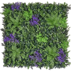 Panneau De Plantes Artificielles MIX Fougère Avec Fleurs Violettes B1-DecoWoerner Hot