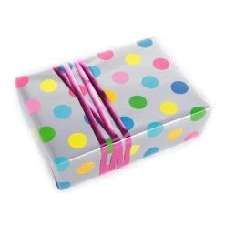 Papier Cadeau é Durable à Pois Multicolores - Rouleau De Papier Cadeau De 50 M-DecoWoerner