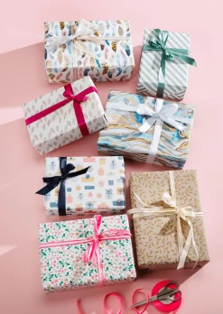 Papier Cadeau Blanc Durable Avec Plumes Colorées - Rouleau De 50 M De Papier Cadeau-DecoWoerner