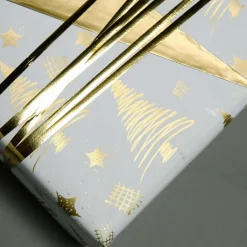 Papier Cadeau De Noël Durable Double Face Avec Sapins & étoiles Dés - Rouleau De Papier Cadeau De 50 M-DecoWoerner Outlet